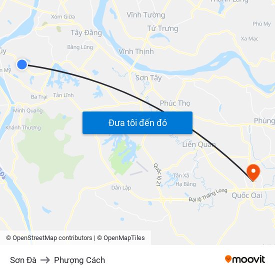 Sơn Đà to Phượng Cách map