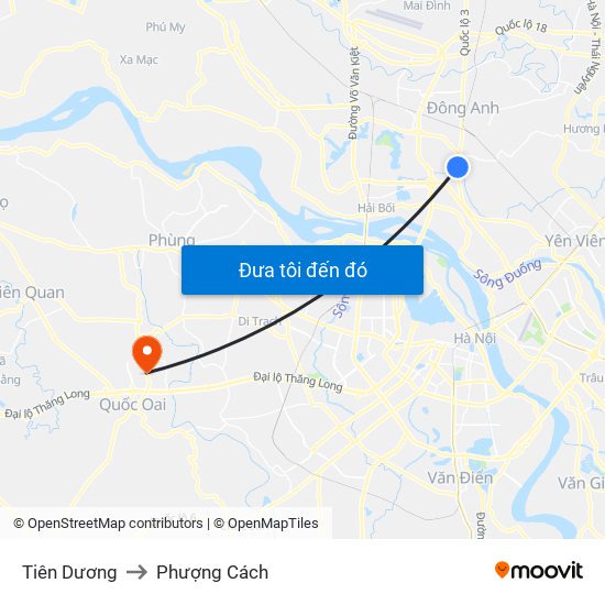 Tiên Dương to Phượng Cách map