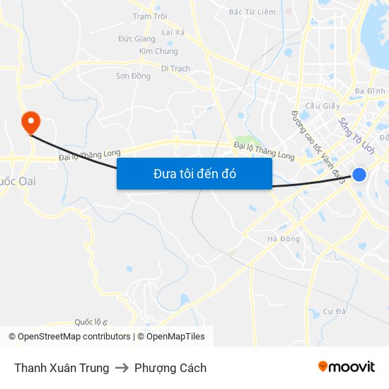 Thanh Xuân Trung to Phượng Cách map