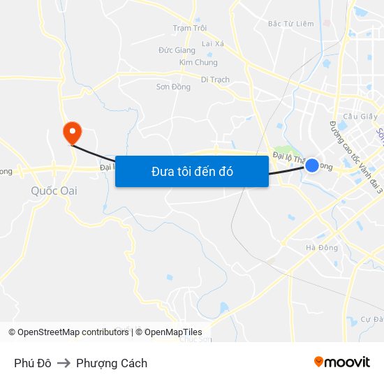 Phú Đô to Phượng Cách map