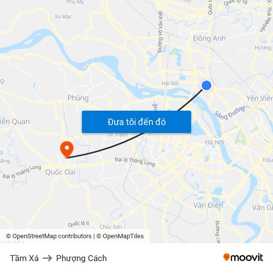 Tầm Xá to Phượng Cách map