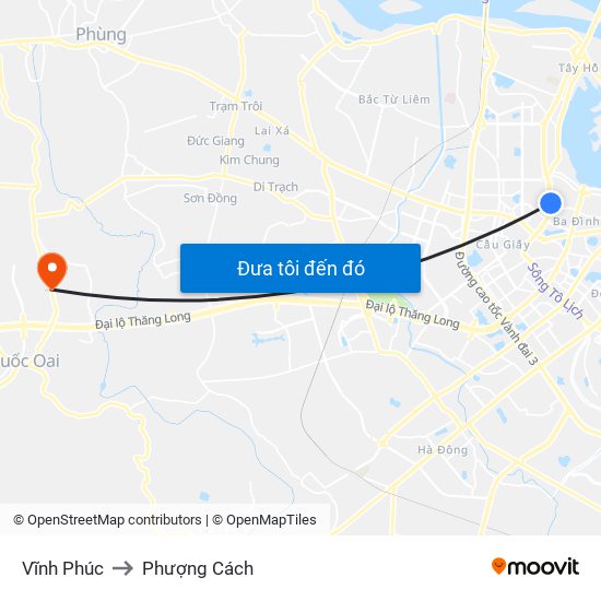 Vĩnh Phúc to Phượng Cách map
