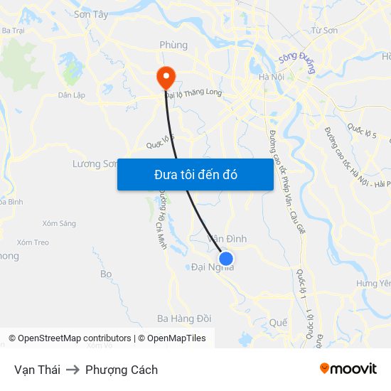 Vạn Thái to Phượng Cách map