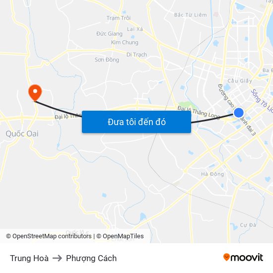 Trung Hoà to Phượng Cách map