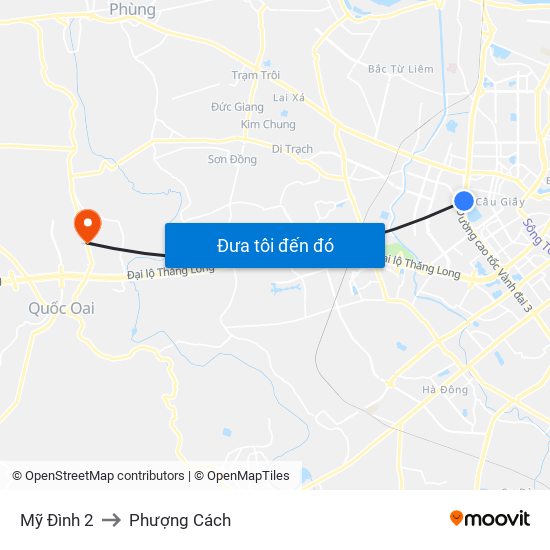 Mỹ Đình 2 to Phượng Cách map