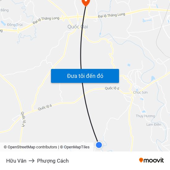 Hữu Văn to Phượng Cách map