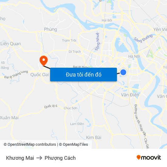 Khương Mai to Phượng Cách map