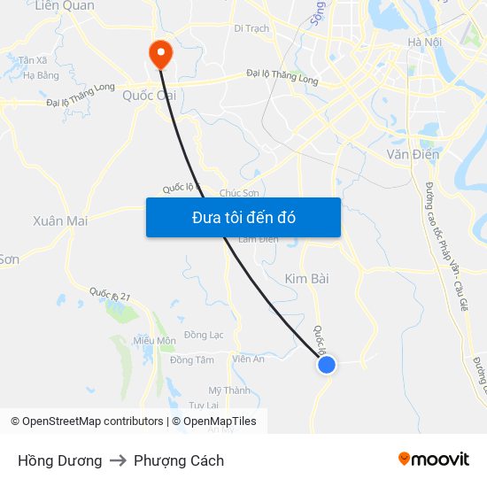 Hồng Dương to Phượng Cách map