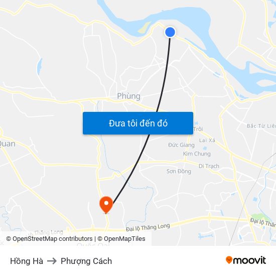 Hồng Hà to Phượng Cách map