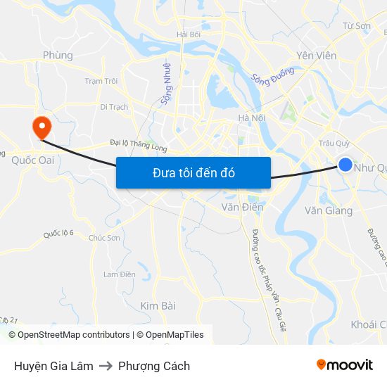 Huyện Gia Lâm to Phượng Cách map