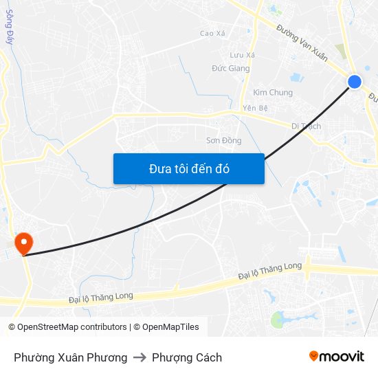 Phường Xuân Phương to Phượng Cách map