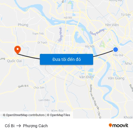 Cổ Bi to Phượng Cách map