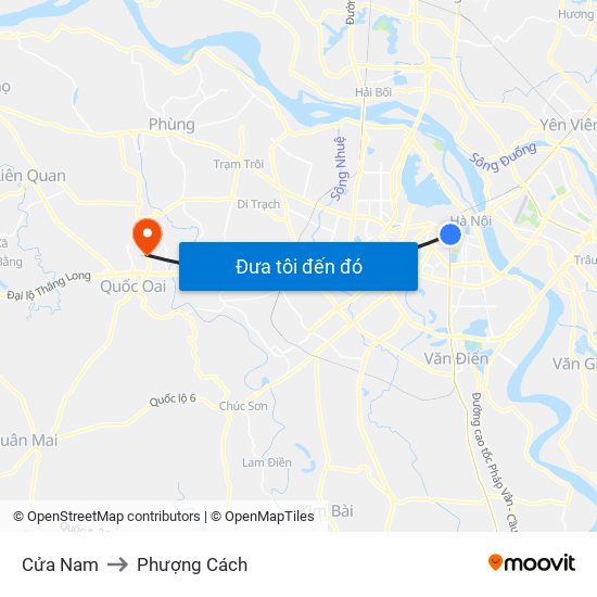 Cửa Nam to Phượng Cách map