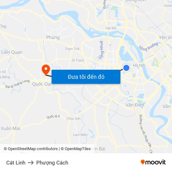 Cát Linh to Phượng Cách map