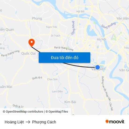 Hoàng Liệt to Phượng Cách map