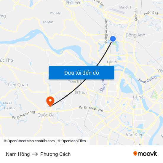 Nam Hồng to Phượng Cách map