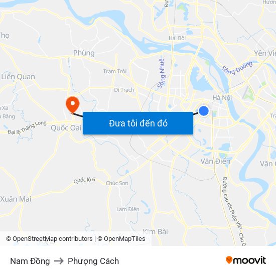 Nam Đồng to Phượng Cách map