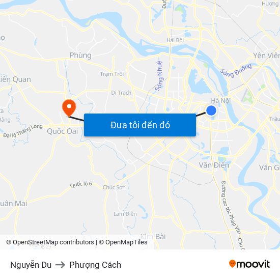 Nguyễn Du to Phượng Cách map