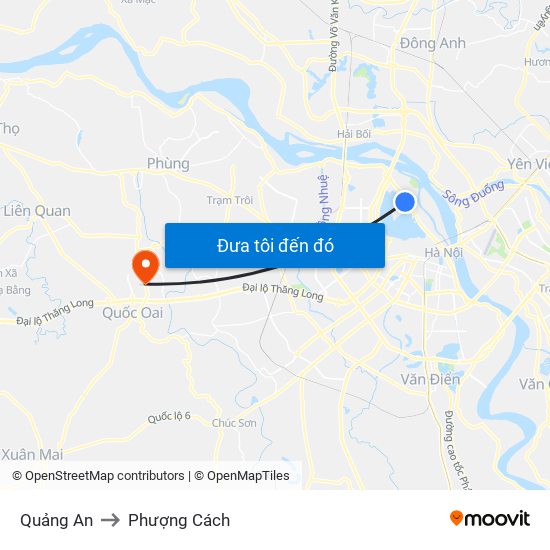 Quảng An to Phượng Cách map