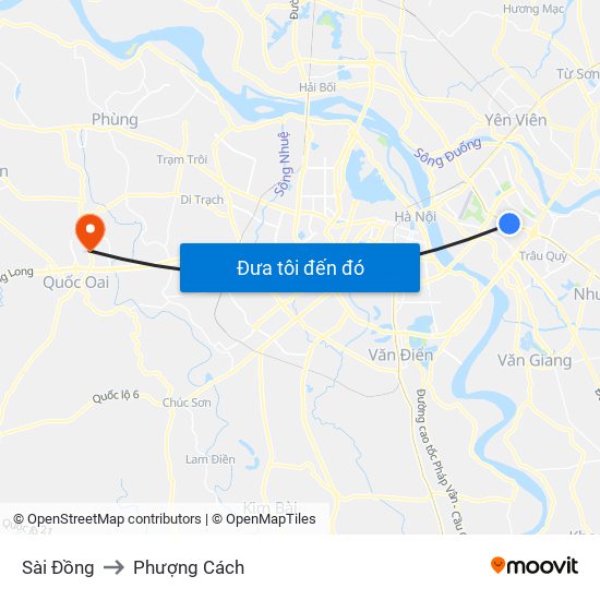 Sài Đồng to Phượng Cách map