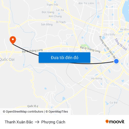 Thanh Xuân Bắc to Phượng Cách map