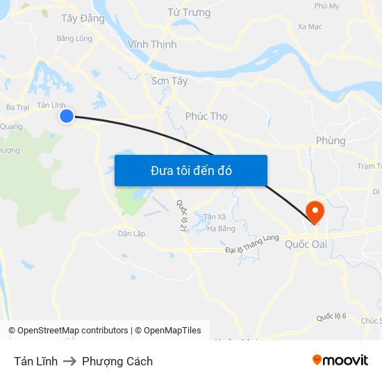 Tản Lĩnh to Phượng Cách map