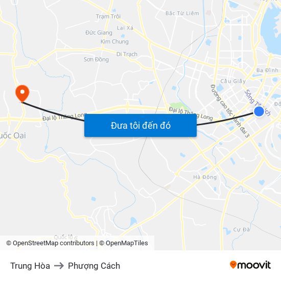 Trung Hòa to Phượng Cách map