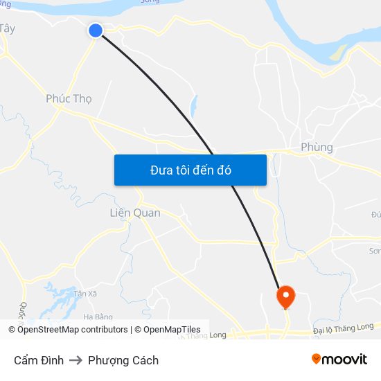 Cẩm Đình to Phượng Cách map