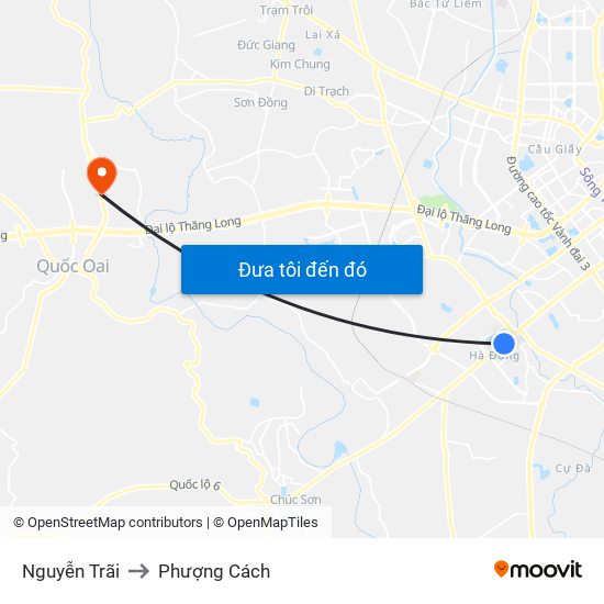 Nguyễn Trãi to Phượng Cách map
