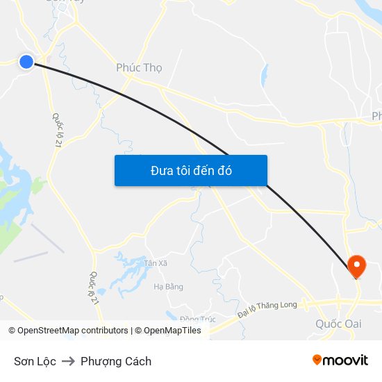 Sơn Lộc to Phượng Cách map