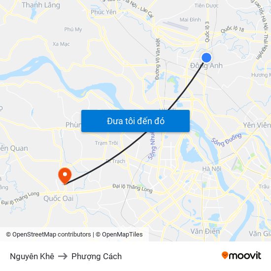 Nguyên Khê to Phượng Cách map