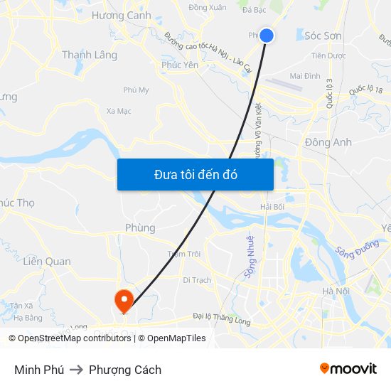 Minh Phú to Phượng Cách map