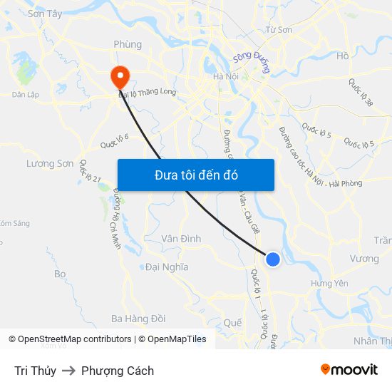 Tri Thủy to Phượng Cách map