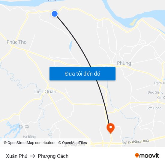 Xuân Phú to Phượng Cách map