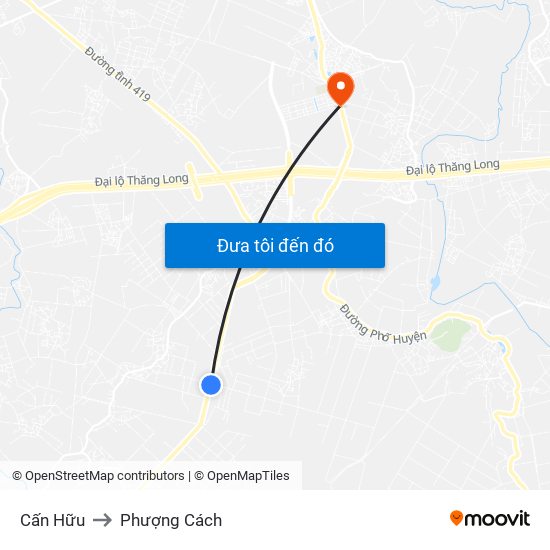 Cấn Hữu to Phượng Cách map