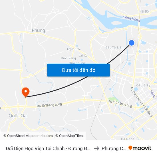 Đối Diện Học Viện Tài Chính - Đường Đức Thắng to Phượng Cách map