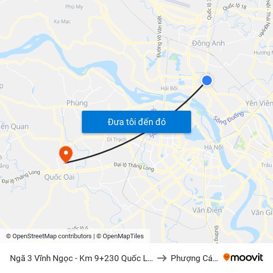 Ngã 3 Vĩnh Ngọc - Km 9+230 Quốc Lộ 3 to Phượng Cách map