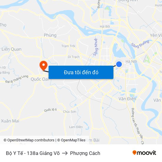 Bộ Y Tế - 138a Giảng Võ to Phượng Cách map