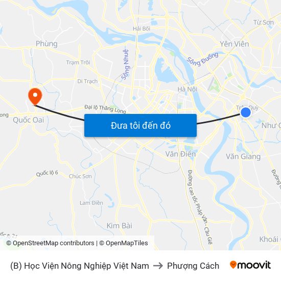 (B) Học Viện Nông Nghiệp Việt Nam to Phượng Cách map