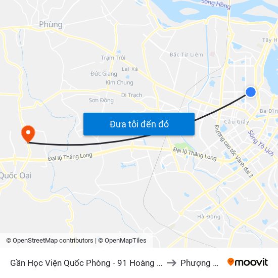 Gần Học Viện Quốc Phòng - 91 Hoàng Quốc Việt to Phượng Cách map