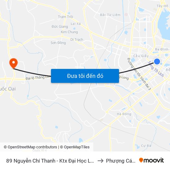 89 Nguyễn Chí Thanh - Ktx Đại Học Luật to Phượng Cách map