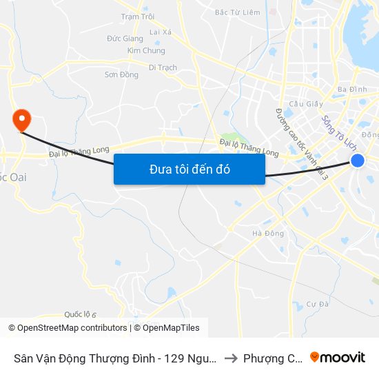 Sân Vận Động Thượng Đình - 129 Nguyễn Trãi to Phượng Cách map