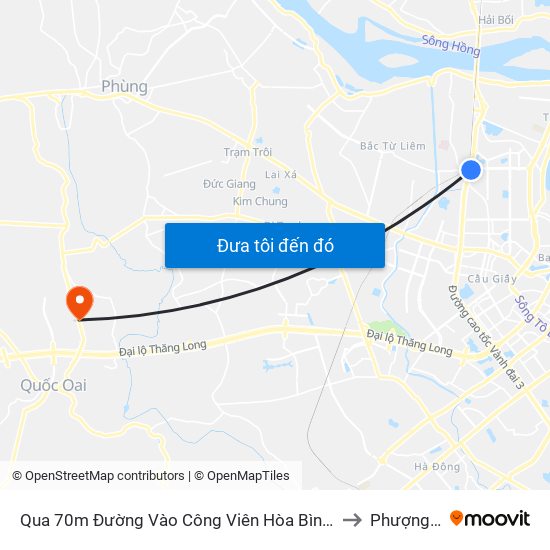 Qua 70m Đường Vào Công Viên Hòa Bình - Phạm Văn Đồng to Phượng Cách map