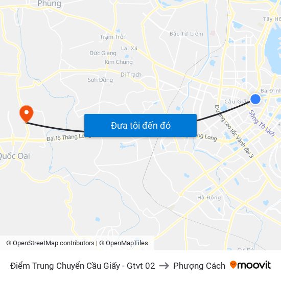 Điểm Trung Chuyển Cầu Giấy - Gtvt 02 to Phượng Cách map