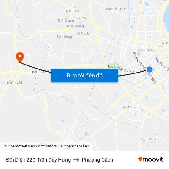 Đối Diện 220 Trần Duy Hưng to Phượng Cách map