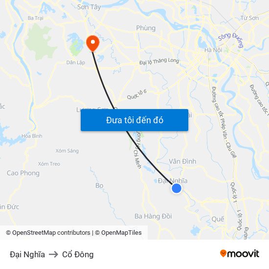 Đại Nghĩa to Cổ Đông map