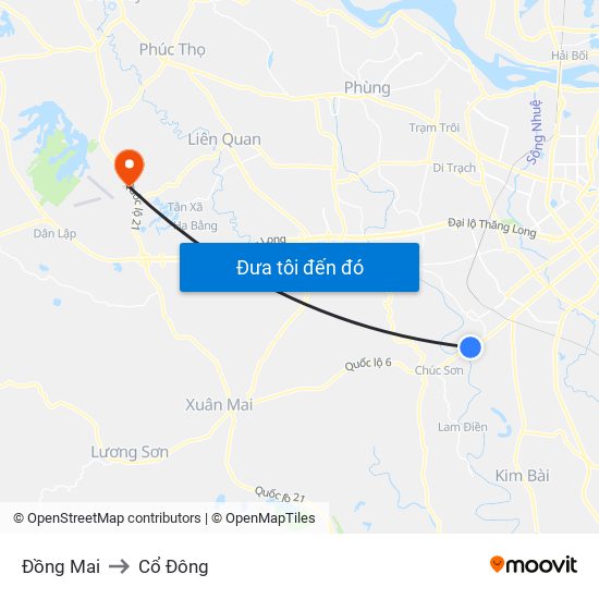 Đồng Mai to Cổ Đông map