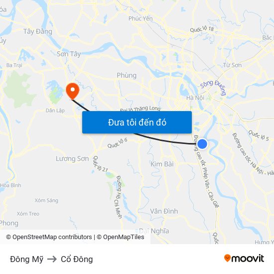 Đông Mỹ to Cổ Đông map