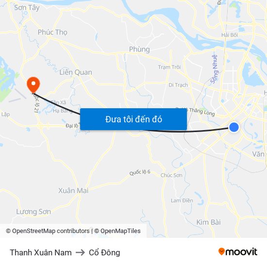 Thanh Xuân Nam to Cổ Đông map