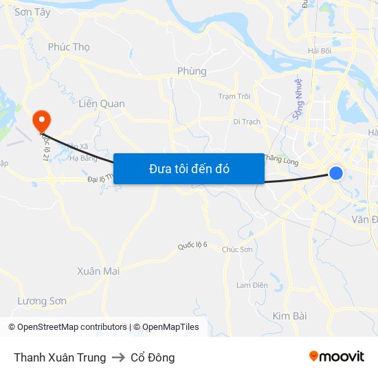 Thanh Xuân Trung to Cổ Đông map